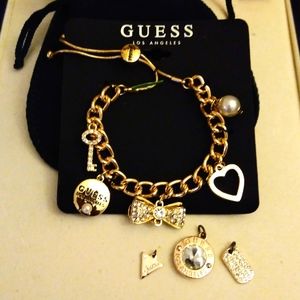 Stylish Golden Guess Rhinestone Charm Braclet 💜It Dosent INCL THE extra Charms